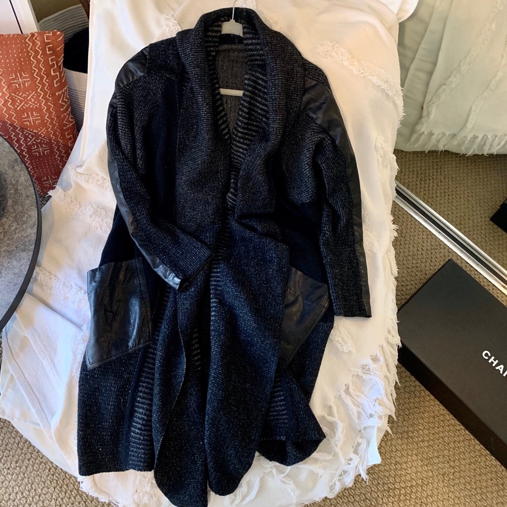 Denmoo Parkchoonmoo wool + leather coat